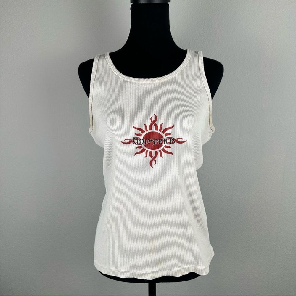Vintage Godsmack Sun Logo Tank Top L/XL Ribbed Band Grunge Metal Rock Giant Tag